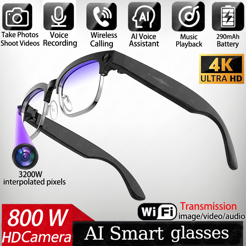 Smart Glasses Lens - Kacamata Pintar AI 4K Kamera 8MP